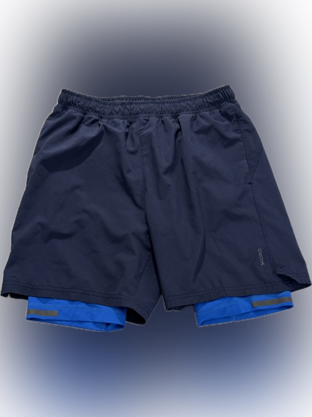 Skora Running Shorts Mens M 2 in 1 Lined Quick Dry Athletic Gym Blue